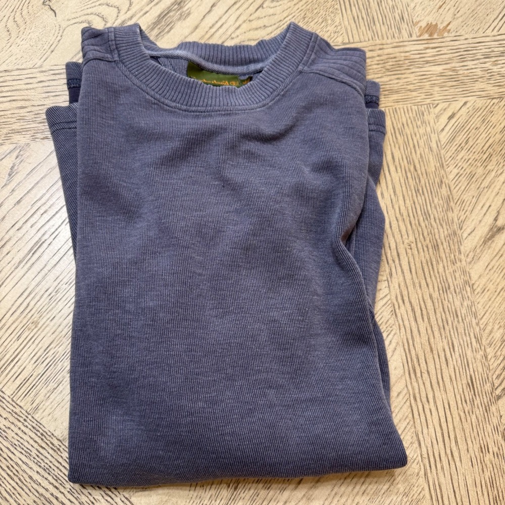Timberland Mens XL Gray Blue Long Sleeve Crew Neck Ribbed‎ Casual T-Shirt Top